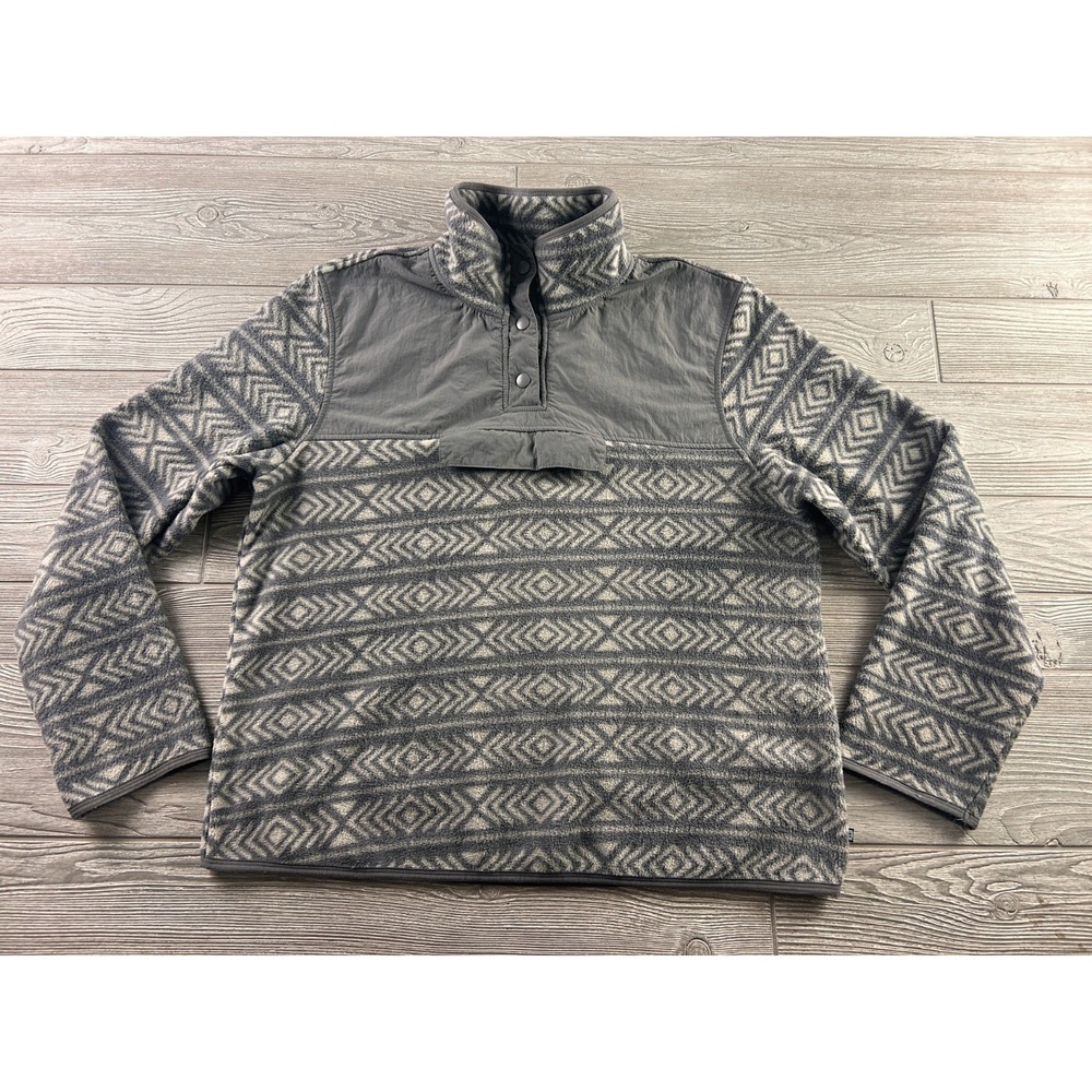 Sierra Designs Quarter Snap Fleece Gray Aztec Tribal Size XL Mock Neck